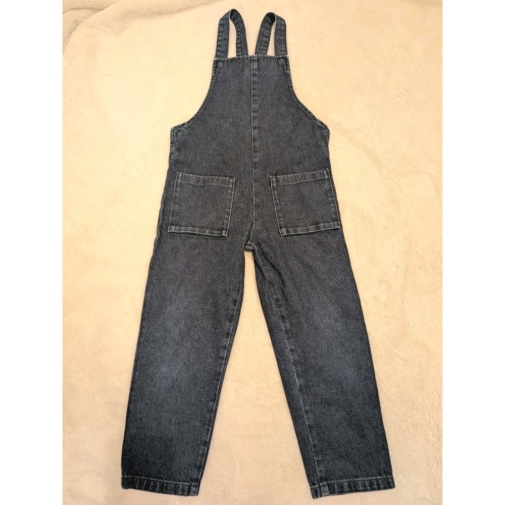 COS Navy Denim Stretch Cotton‎ Snap Overalls Girls Size 4-6 Classic Coveralls